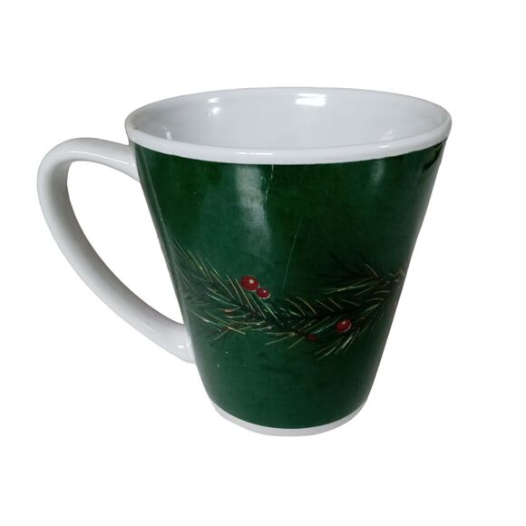 🎄 Vintage Christmas Mug ☕ Green Holly Berry Holiday Festive Cup - Picture 7 of 9